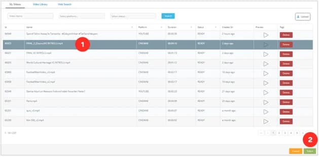 Video configuration screen