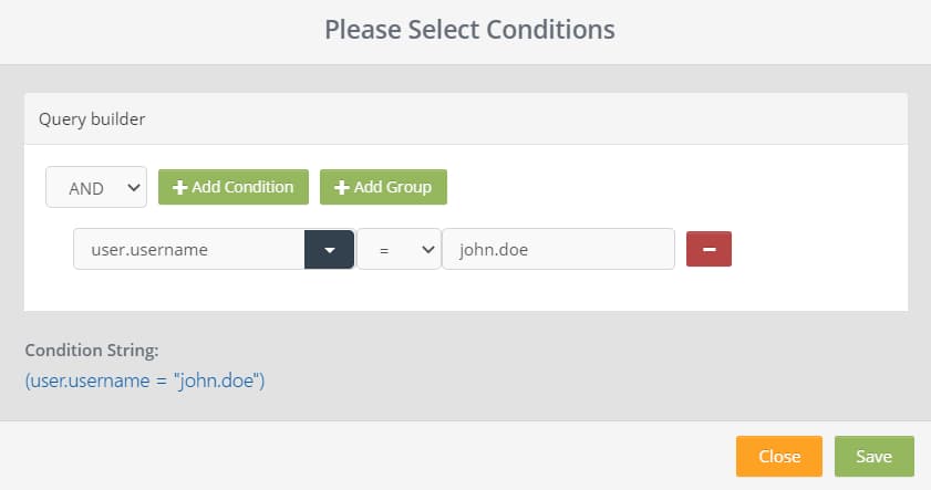 Conditional action setup